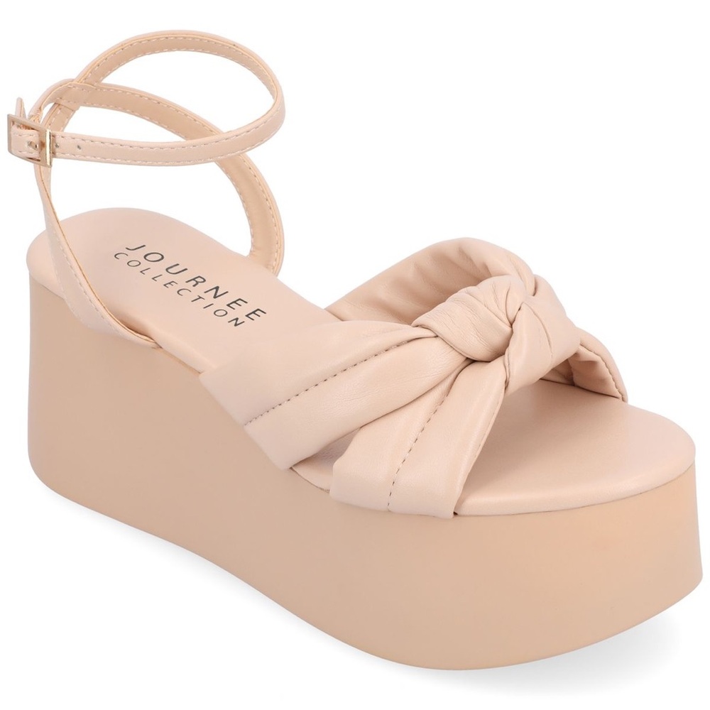 Journee Collection Women's Tan Platform Sandals - Picture 1 of 8